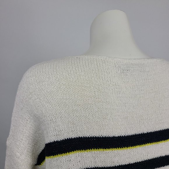 LOFT Cream and Navy Striped Sweater - Picture 7 of 12